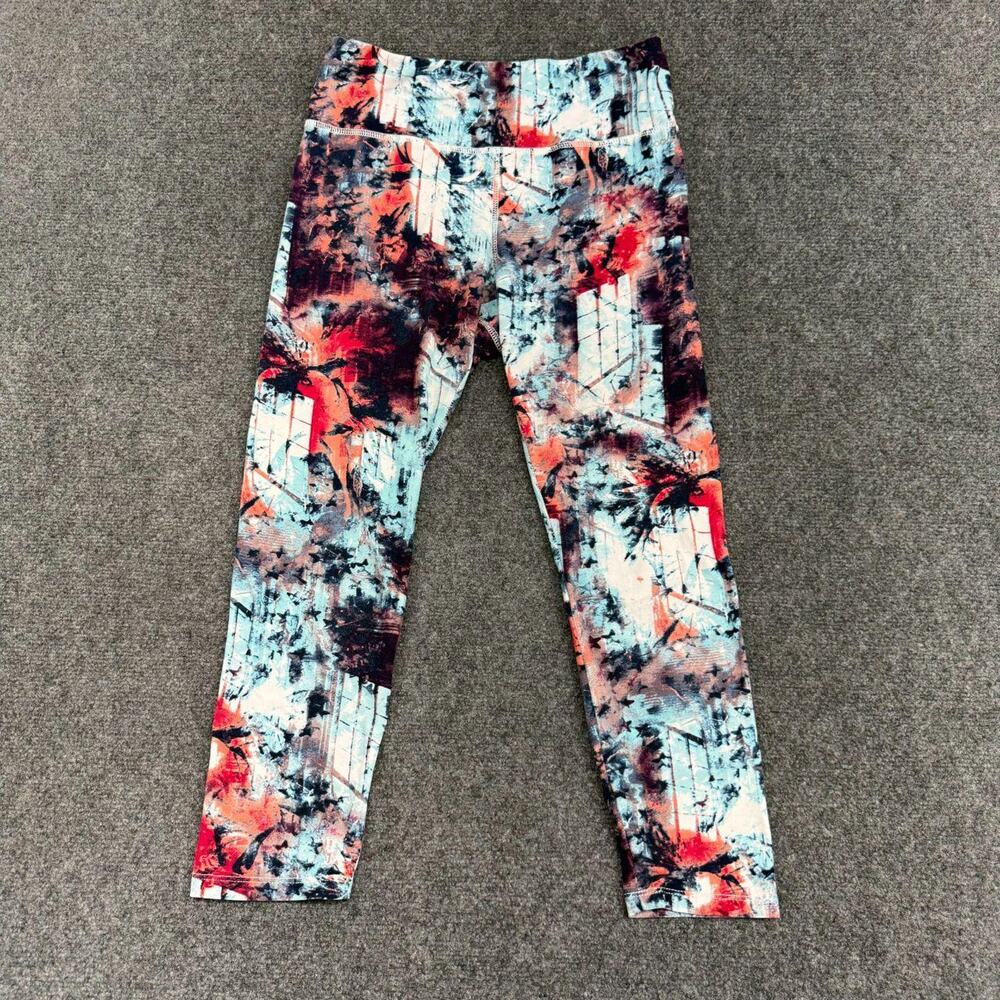 Jockey Leggings Women's Small Multicolor Abstract Print Capri Joggers Workout